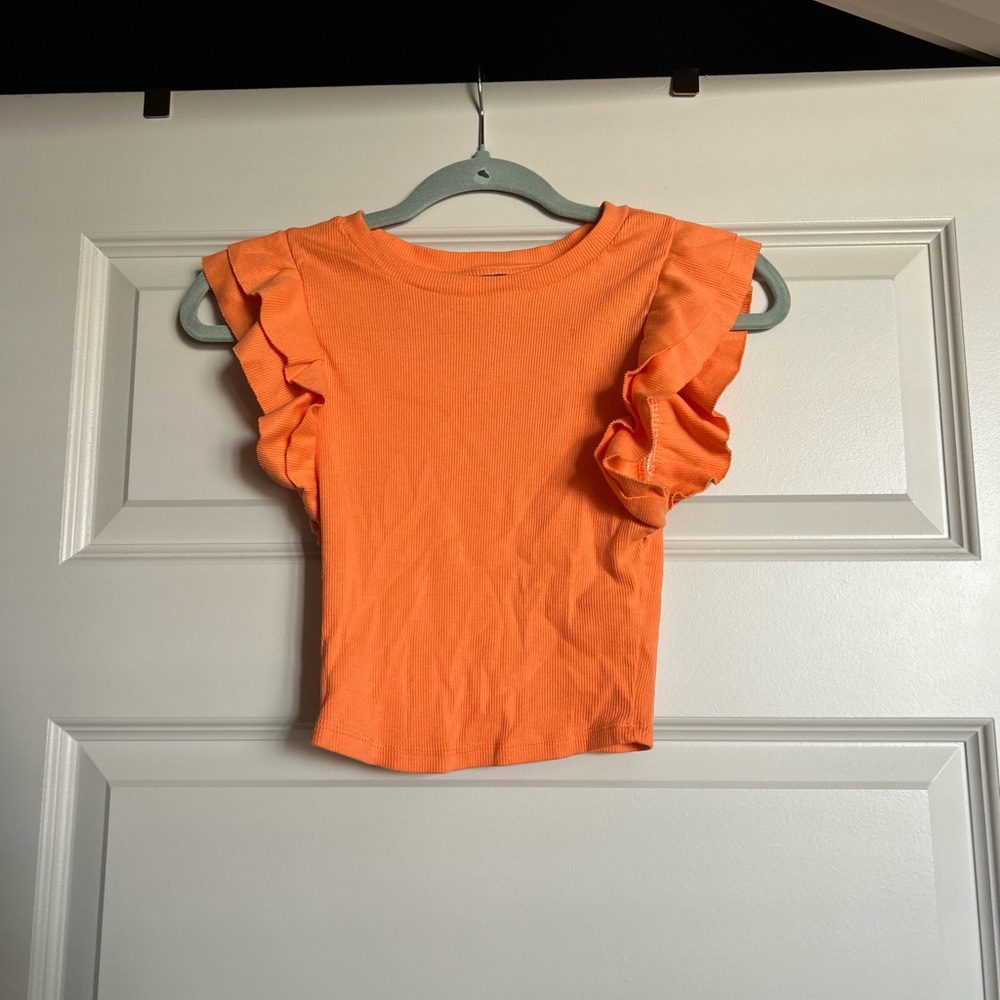Zara Bright Orange Ribbed Top